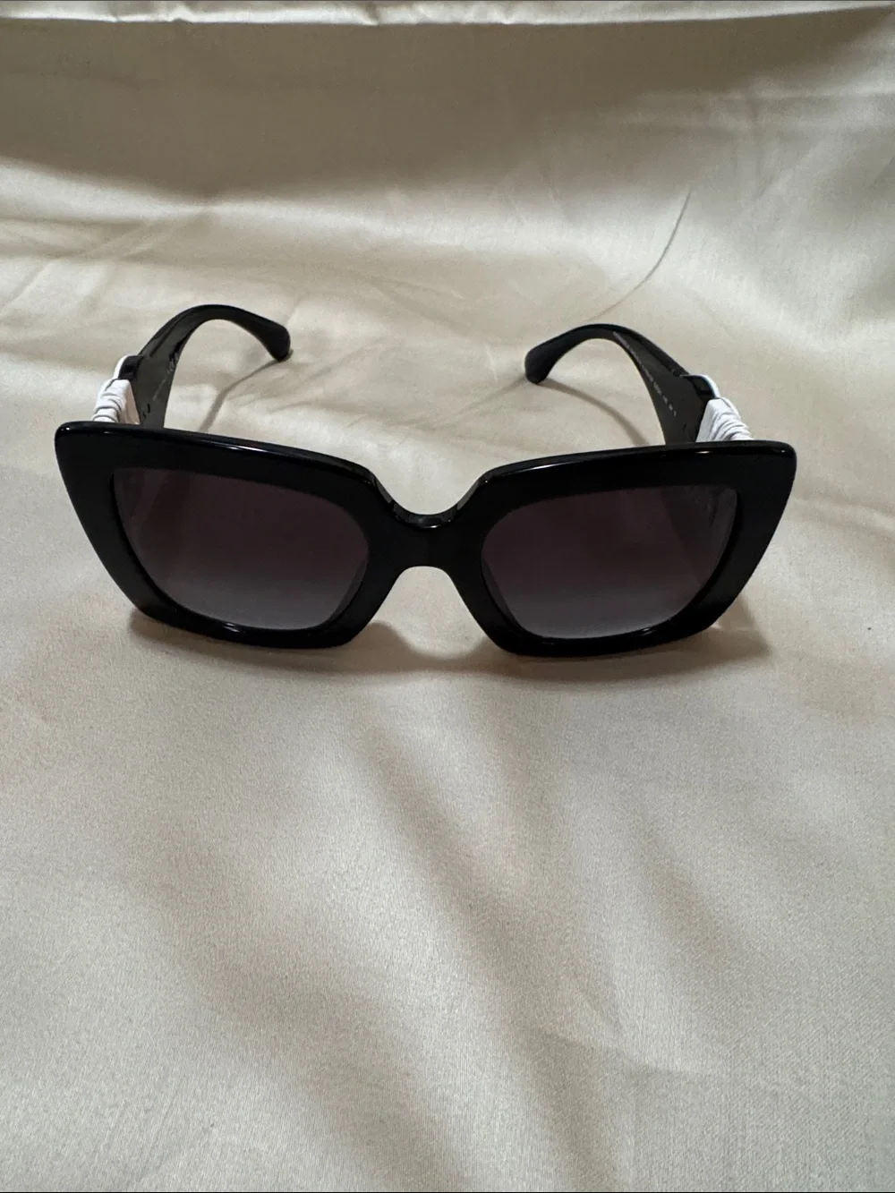 CHANEL Black and White Square Oversized Sunglasses